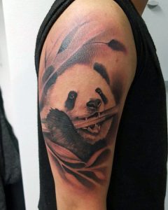 Panda Eating Bamboo Tattoo