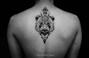 Geometric Cosmic Panda Tattoo